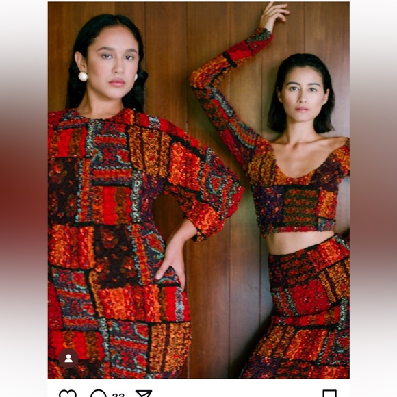 Mara Hoffman Freya Dress Popcorn Midi Todeo Print Bodycon L Celeb Style Luxury - Picture 3 of 14